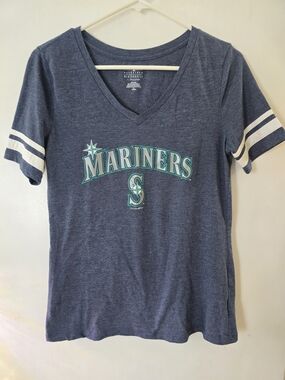 Seattle Mariners Womens V Neck T Shirt Size Medium MLB 5th & Ocean Tee